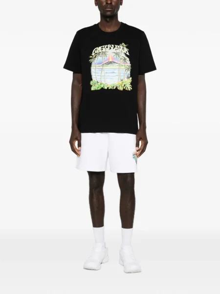 Tricou Casablanca cu imagine cu imprimeu tropical negru