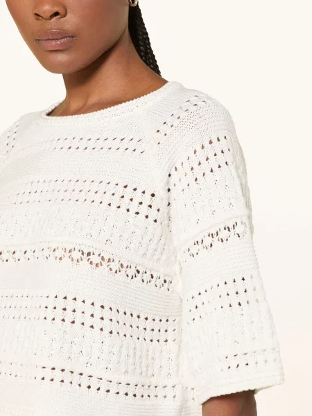 Weekend Max Mara Sweter Z Dzianiny Iorche weiss beżowy