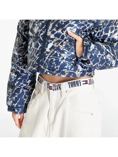 Krátká malá bunda The North Face s potiskem tmavě modrá