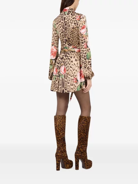 Rochie mini Roberto Cavalli cu model floral cu imagine