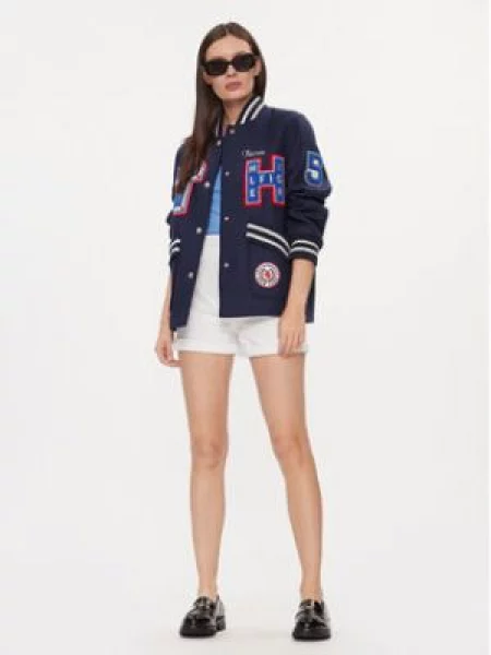 Tommy Hilfiger Bunda bomber Collegiate Wool Blend Varsity Tmavomodrá