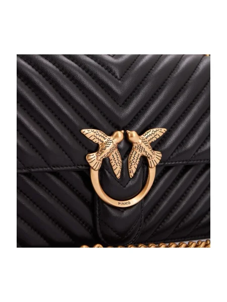 Pinko crossbody kabelka dámska kožená čierna