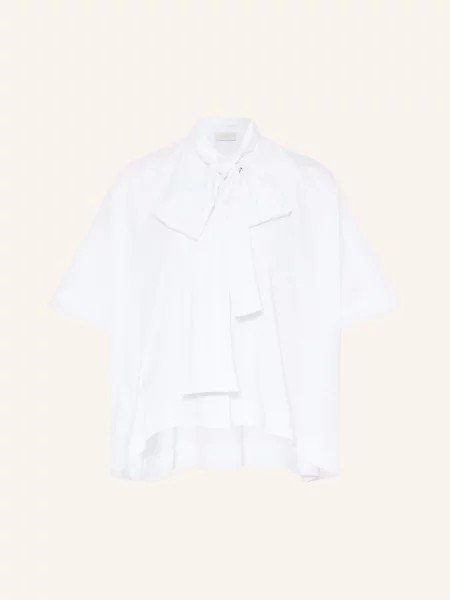 Milano Italy Bluzka Oversize Z Odpinanym Kołnierzykiem weiss biała