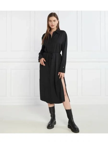 Calvin Klein Rochie RECYCLED CDC BELTED SHIRT negru
