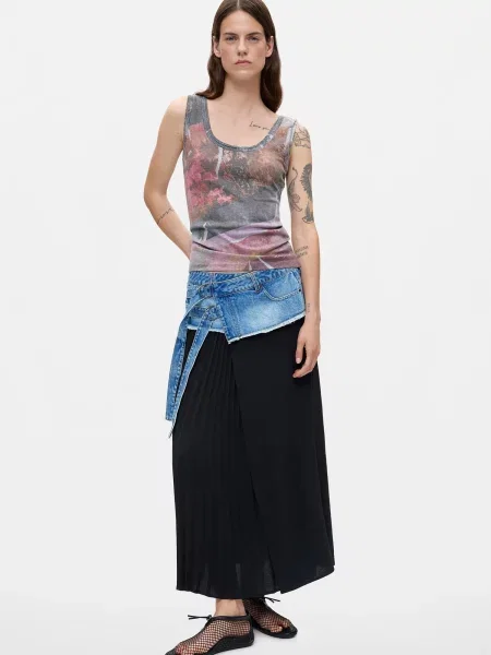 Desigual Top ťavej srsti tmavofialová / staroružová sivá
