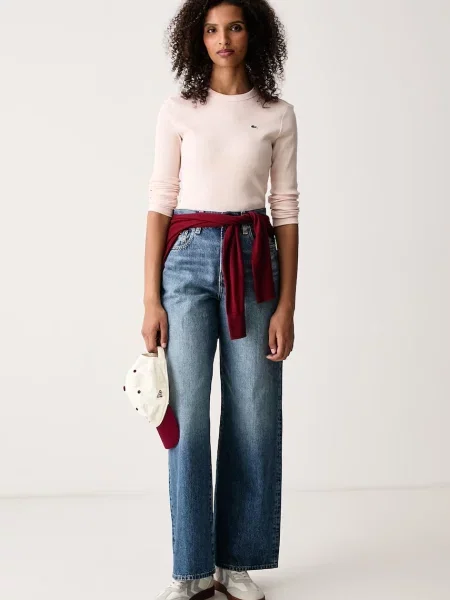 Calvin Klein Jeans rifle wide leg dámske modrá