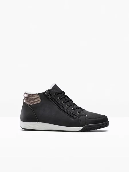 Ocieplane sneakersy za kostkę z zamkiem błyskawicznym czarne