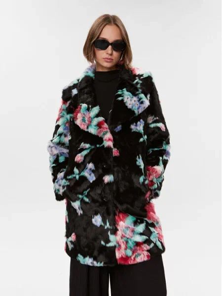 Palton de blană Guess negru