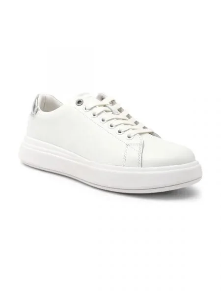 Calvin Klein Bőr tornacipő RAISED CUPSOLE LACE UP fehér