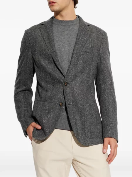 Sacou Eleventy cu model herringbone gri