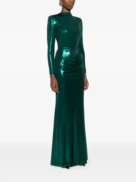 Rochie maxi Cristallini drapată de costum verde