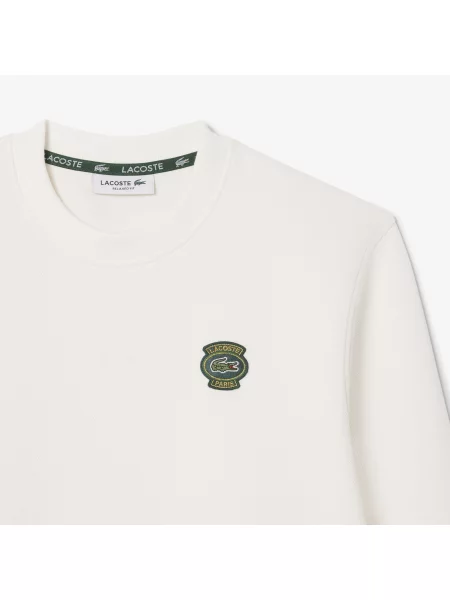 Lacoste Bluza Z Okrągłym Dekoltem I Naszywką biała