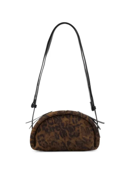 Geanta crossbody Allsaints din piele cu model leopard maro