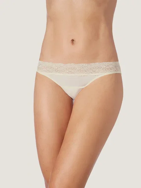 Zd ZERO DEFECTS Chiloți Venus lace low waist Soy fiber natural alb