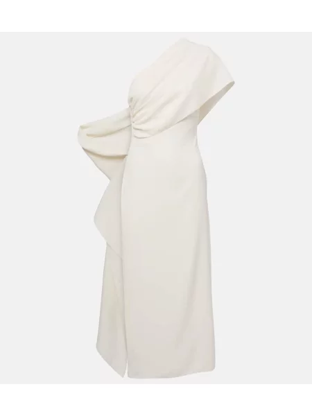 Jedwabna sukienka koktajlowa Marmar Halim na jednym ramieniu garniturowa biała