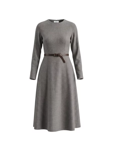 Cu centură lung rochie midi Gran Sasso gri