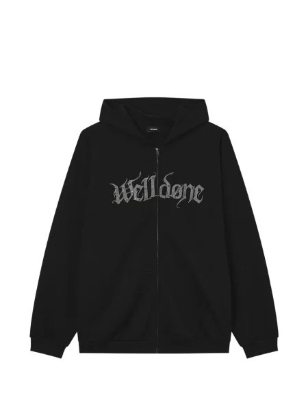 Bluza z kapturem We11done z nadrukiem czarna
