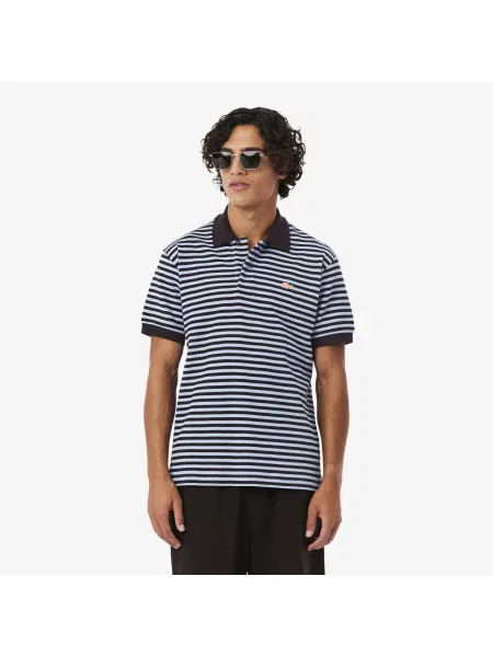 Lacoste Classic Fit Teksturowana Koszulka Polo W Paski niebieski
