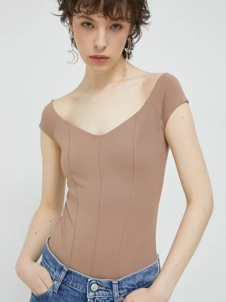 Боди Abercrombie & Fitch дамско бежово