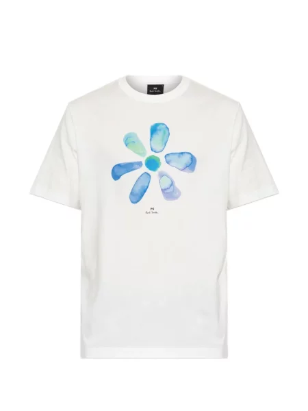 Tricou Ps Paul Smith cu model floral cu imagine alb