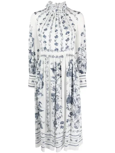 Rochie midi Erdem de mătase cu model floral cu imagine alb