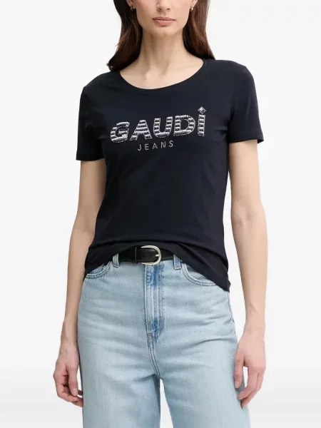 Tricou Gaudi cu decolteu rotund cu mărgele albastru