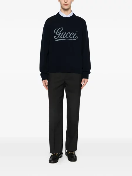 Pulover Gucci cu decolteu rotund albastru