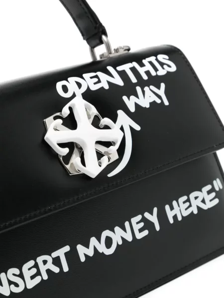 Geantă shopper Off-white din piele alb