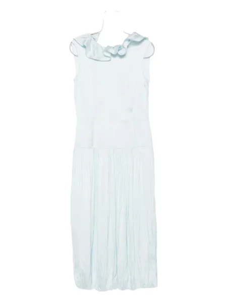 Rochie maxi Jil Sander cu volane de costum albastru