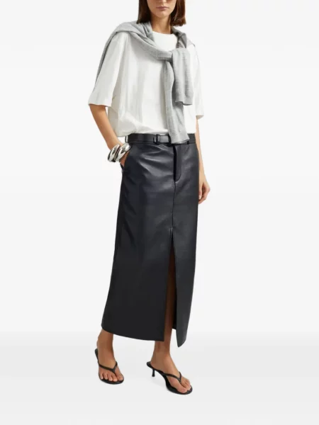 Cu centură fustă midi The Frankie Shop negru