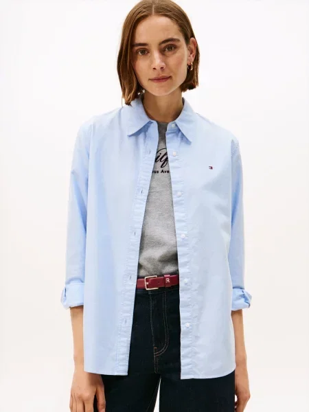 Tommy Hilfiger bluzka koszulowa Oxford Kobiety jednolity 34 niebieski