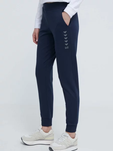 Joggery Ea7 Emporio Armani z nadrukiem casual niebieskie