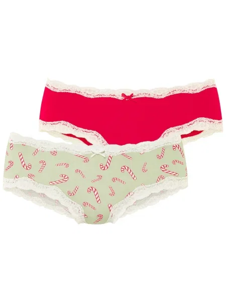 LASCANA Spodnje hlače svetlo zelena / rdeča bela