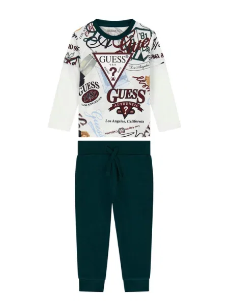 Guess Set bluză și pantalon închis verde