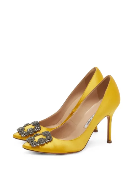 Pantofi cu toc Manolo Blahnik cu cataramă galben