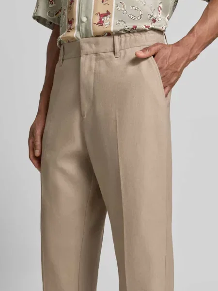 Spodnie materiałowe o kroju relaxed fit z mieszanki lnu model BELSBO JOGGER' Marc O'polo beżowe