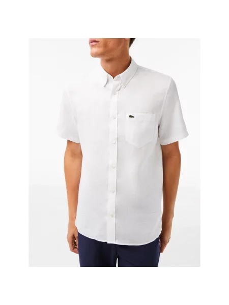 Lacoste koszula lniana biała