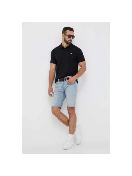 Koszulka polo Gant z logo czarna