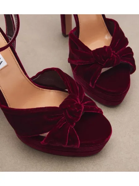 Sandale Aquazzura de catifea cu platformă