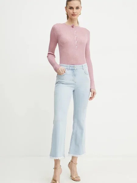 Marella jeansy FCROP high waist niebieskie