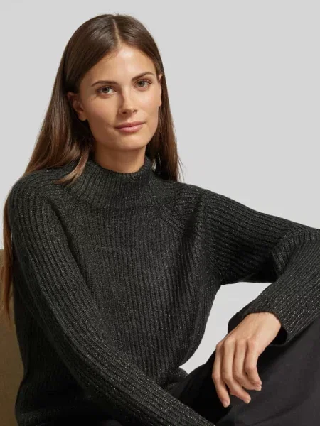 Sweter dzianinowy z fantazyjnej przędzy Jake*s Collection zielony