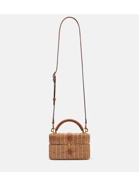 Usnjena torba za plažo Saint Laurent bež