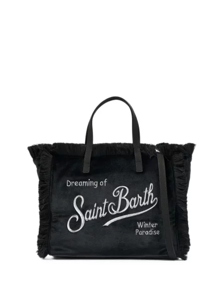 Geantă shopper Mc2 Saint Barth cu franjuri negru
