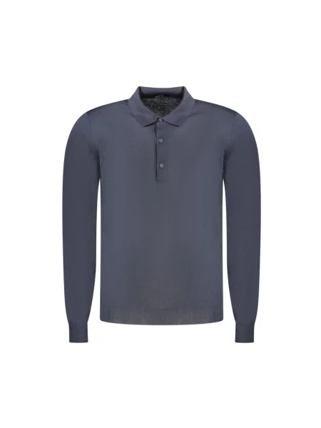 Sweter K-way wełniany z długim rękawem niebieski