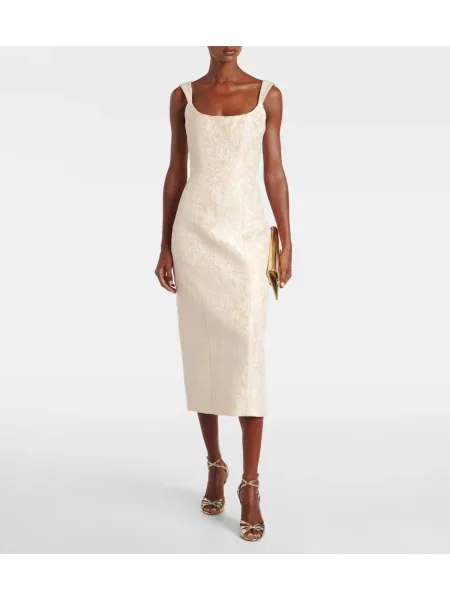 Rochie midi Markarian de catifea până la genunchi de costum galben