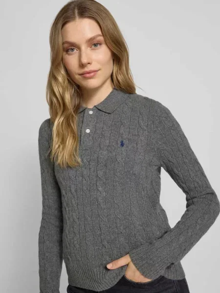 Bluzka z długim rękawem o kroju slim fit z mieszanki wełny z domieszką kaszmiru Polo Ralph Lauren