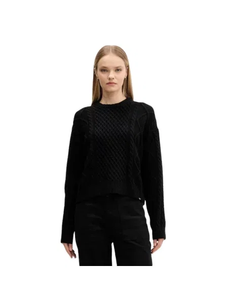 Guess Jeans sweter z dodatkiem wełny lekki czarny