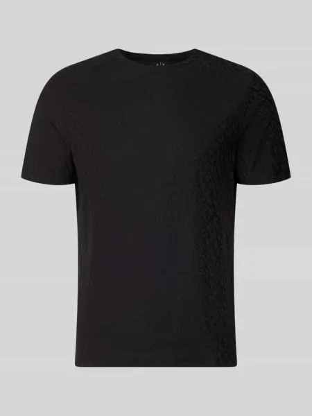 T-shirt z wzór z logo i okrągły dekolt Armani Exchange czarna