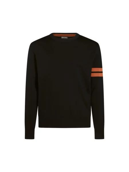 Sweter Zegna w paski z paskiem czarny