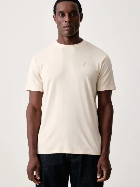 Guess T-shirt z bawełną HEDLEY beżowa